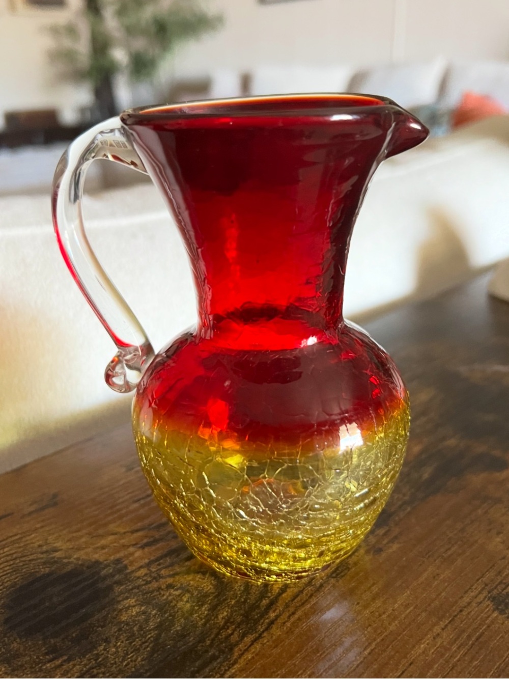 Blenko Amberina Crackle Minature Pitcher